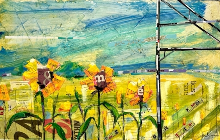 Sunflower Fields From Train by artist Sue Sakahara